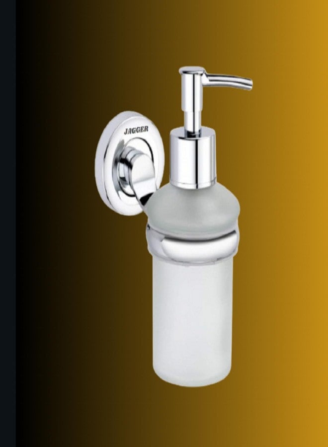 JAGGER موزع صابون سائل زجاجي مثبت على الحائط من JAGGER JAG254 / حامل شامبو وبلسم / موزع غسول اليدين / لحوض الغسيل / الحمام / غرفة المعيشة / الفندق / المنزل / المكتب (خطاف على شكل حرف U [تشطيب كروم]) - Image 1